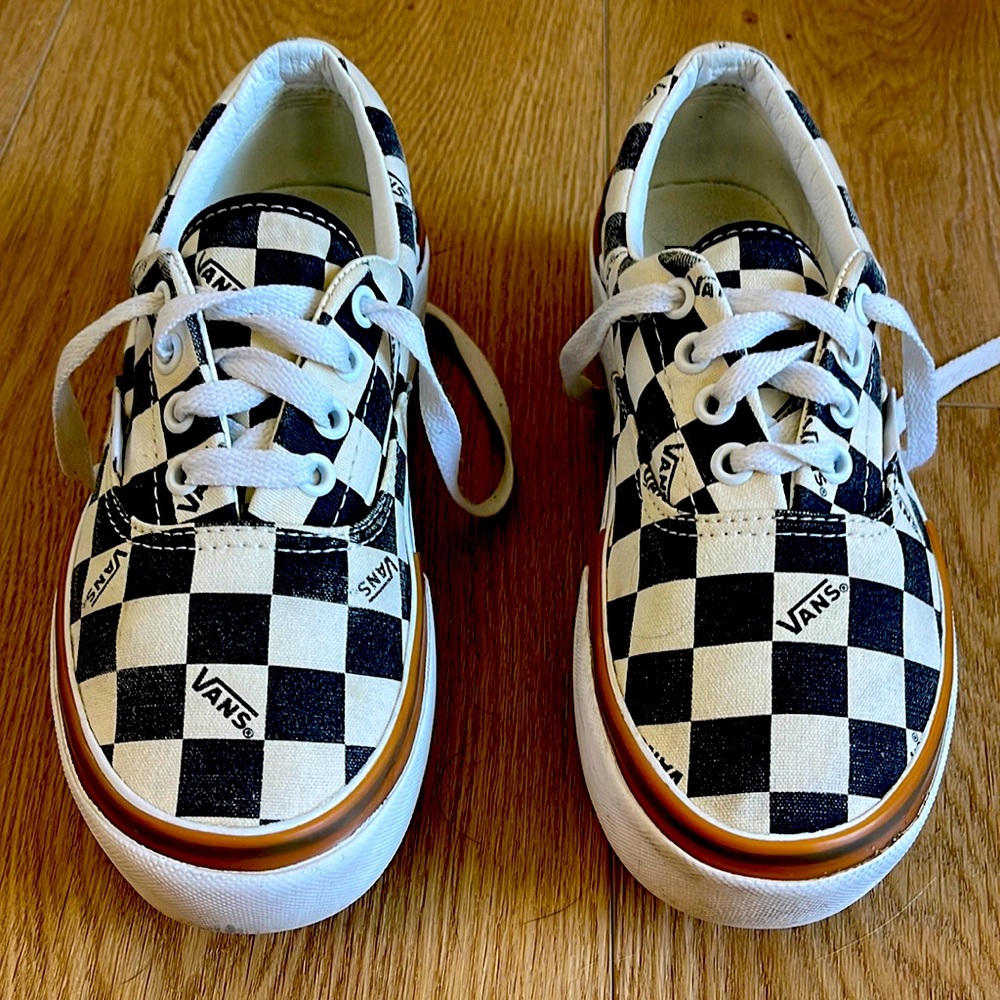 Stacked platform checkered vans